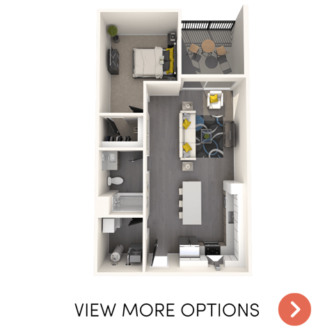 Floor plan for 1 bed, 1 bath, 791 sqft